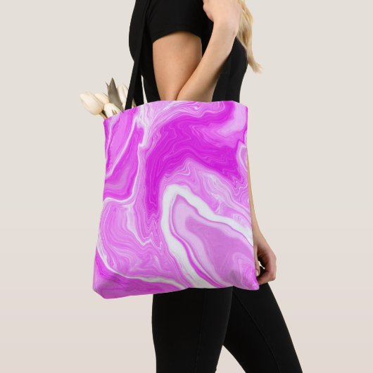 Roze en witte marmer tote bag (Dichtbij)