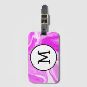 Roze en witte marmer zwemmen op maat bagagelabel (Voorkant (verticaal))