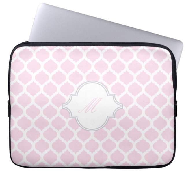 Roze en witte Marokkaanse hoes met Monogram laptop (Voorkant)