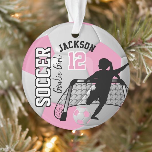Roze en witte marokker Goalie Girl Ornament (Boom)