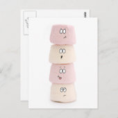 roze en witte marshmallow briefkaart (Voorkant / Achterkant)