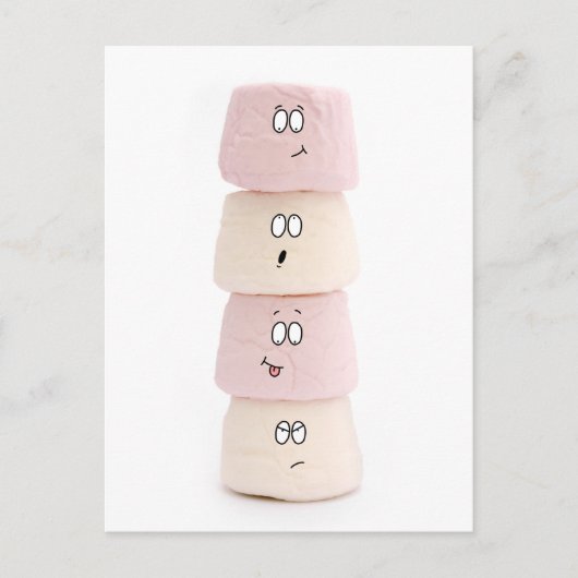 roze en witte marshmallow briefkaart (Voorkant)