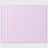 Roze en Witte Meander cadeauverpakking Cadeaupapier (Vlak)