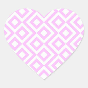 Roze en Witte Meander Hart Sticker