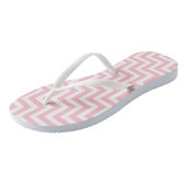 Roze en witte Medium Diagonale Chevron Stripes Teenslippers (Schuin)