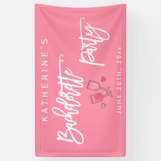 Roze en Witte Meidenavakantie Spandoek (Verticaal)