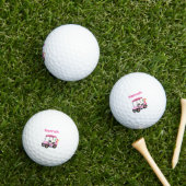 Roze en witte meisjes golfkar golfballen (Insitu Gras)