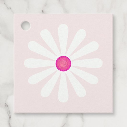 Roze en witte melkbloemen bedankjes labels (Voorkant)