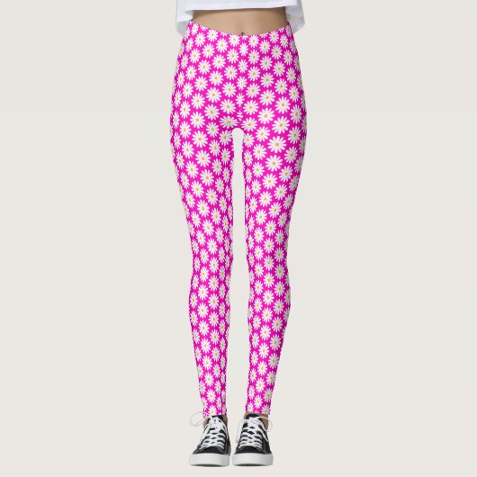Roze en witte melkdroog Patroon Leggings (Voorkant)