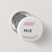 Roze En Witte Melkpak Ronde Button 3,2 Cm (Voorkant /achterkant)