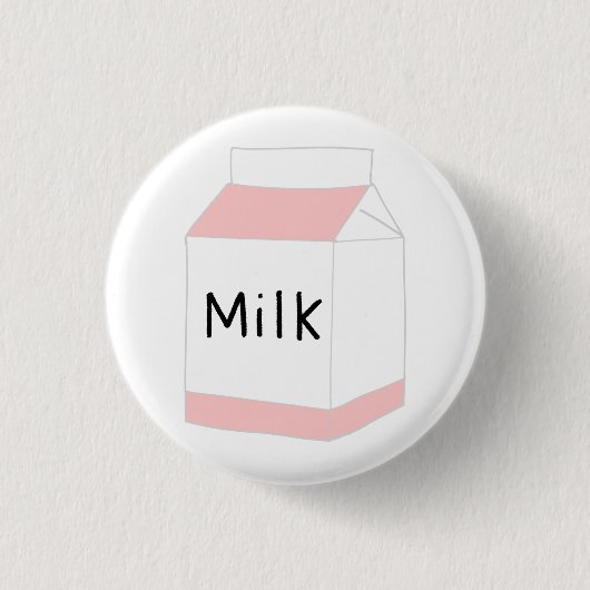 Roze En Witte Melkpak Ronde Button 3,2 Cm (Voorkant)