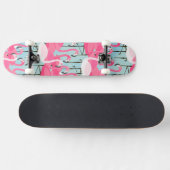 Roze en witte menigte flamingo's skateboard (Horizontaal)