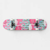 Roze en witte menigte flamingo's skateboard (Horizontaal)
