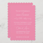 Roze en witte minimalistische bruiloft kaart (Voorkant / Achterkant)