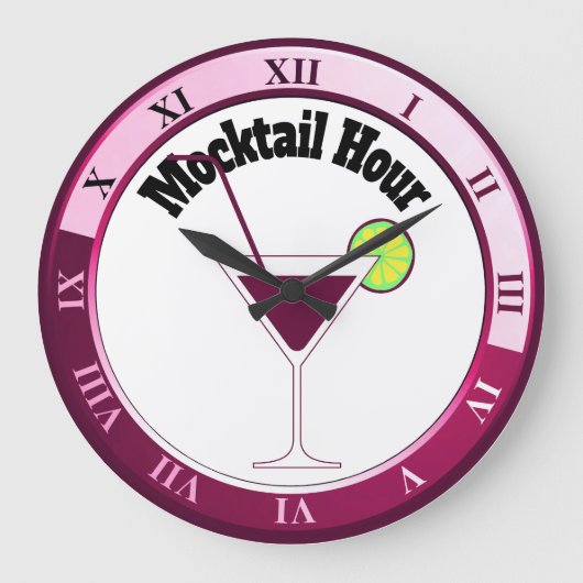 Roze en witte mocktail-urbankklok grote klok (Voorkant)