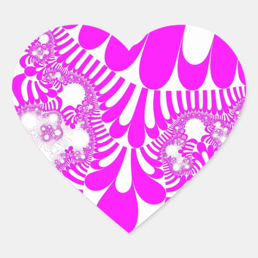 Roze en witte mod hart sticker (Voorkant)
