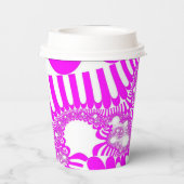 Roze en witte mod papieren bekers (Achterkant)