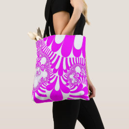 Roze en witte mod tote bag