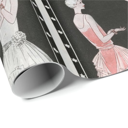  roze en witte Mode Cadeaupapier (Rol Hoek)