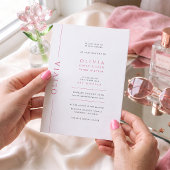 Roze en witte moderne Bat Mitzvah uitnodiging