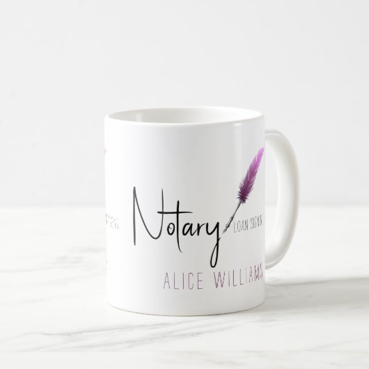 Roze en witte, moderne, eenvoudige notaris koffiemok (Voorkant rechts)