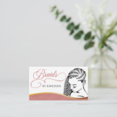 Roze en witte moderne haarvleksalon visitekaartje (Staand voorkant)