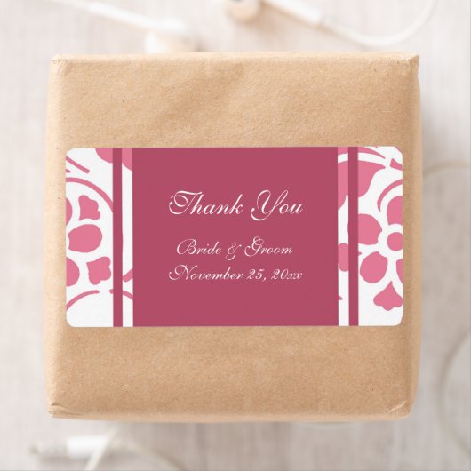 Roze en witte moderne huwelijkslabels etiket (Insitu)
