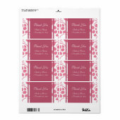 Roze en witte moderne huwelijkslabels etiket (Full Sheet)