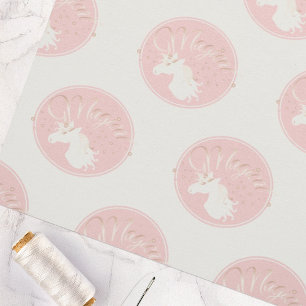 Roze en Witte Moderne Magische Eenhoorn Stof