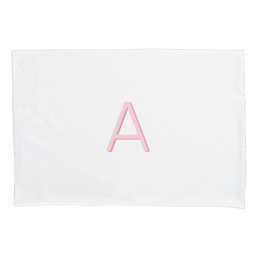 Roze en Witte Moderne Monogram Kussensloop (Voorkant-Links)