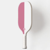 Roze en witte, moderne stripmonogram pickleball paddle (Links)