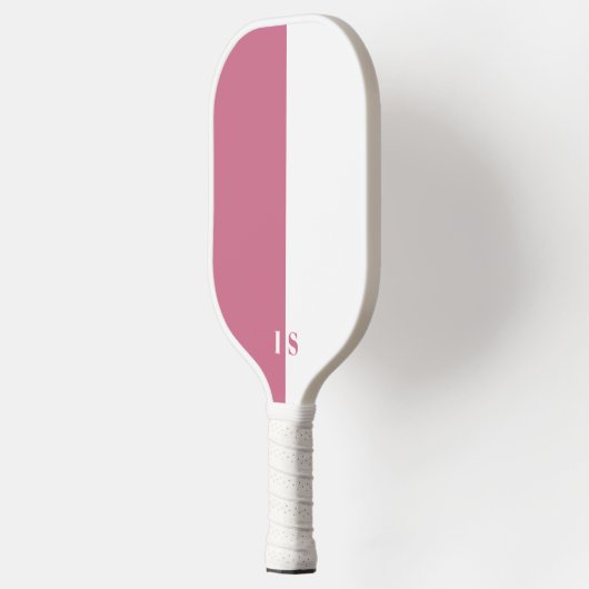 Roze en witte, moderne stripmonogram pickleball paddle (Links)