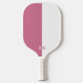 Roze en witte, moderne stripmonogram pickleball paddle (Voorkant)