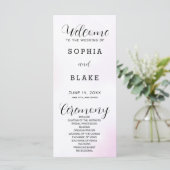 Roze en Witte Moderne Trouwprogramma (Staand voorkant)