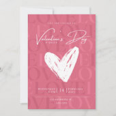 Roze en Witte Moderne Valentijnsdag Uitnodiging (Voorkant)