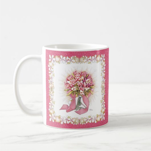 Roze en witte Mok (Links)