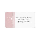 Roze en Witte Monogram Harten Etiket (Voorkant)