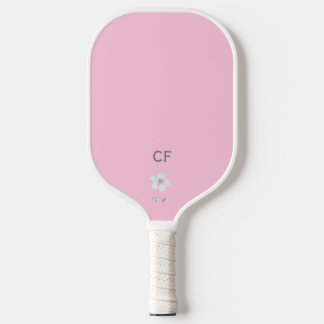 Roze en witte monogram pickleball paddle