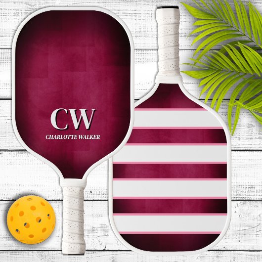 Roze en witte monogram pickleball-paddle pickleball paddle