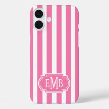 Roze en Witte Monogram Strepen