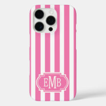Roze en Witte Monogram Strepen