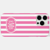 Roze en Witte Monogram Strepen Case-Mate iPhone Case (Achterkant (horizontaal))
