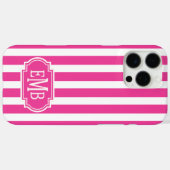 Roze en witte monogram strepen  Case-Mate iPhone case (Achterkant (horizontaal))