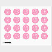 Roze en Witte Monogrammed Envelop Seal Sticker (Vel)