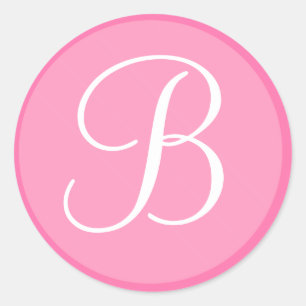 Roze en Witte Monogrammed Envelop Seal Sticker