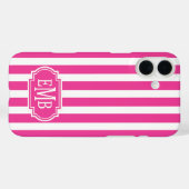Roze en witte monogramstrepen Case-Mate iPhone case (Achterkant (horizontaal))