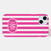 Roze en witte monogramstrepen Case-Mate iPhone case (Achterkant (horizontaal))