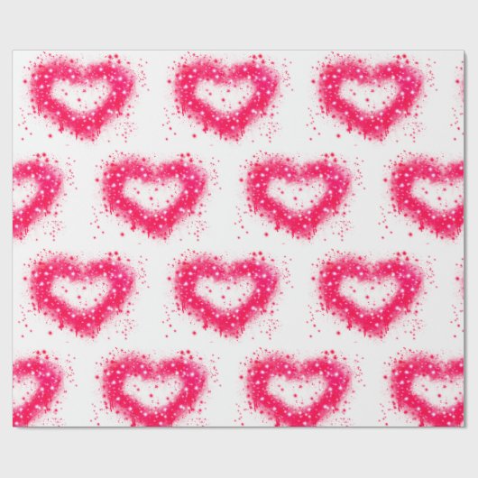 Roze en witte mousserende graffiti cadeaupapier (Vlak)