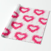 Roze en witte mousserende graffiti cadeaupapier (Uitgerold)