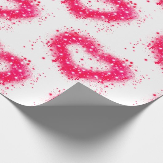 Roze en witte mousserende graffiti cadeaupapier (Hoek)